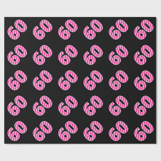 Pink Stripes 60 Event # (Verjaardag, Jubileum) Cadeaupapier (Vlak)