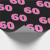 Pink Stripes 60 Event # (Verjaardag, Jubileum) Cadeaupapier (Hoek)