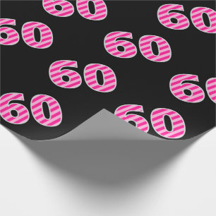 Pink Stripes 60 Event # (Verjaardag, Jubileum) Cadeaupapier