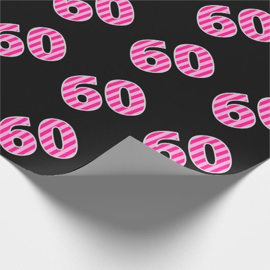 Pink Stripes 60 Event # (Verjaardag, Jubileum) Cadeaupapier (Hoek)