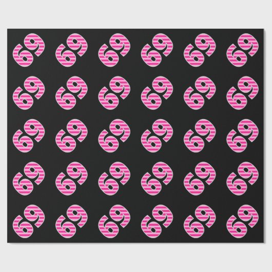Pink Stripes 69 Event # (Verjaardag, Jubileum) Cadeaupapier (Vlak)