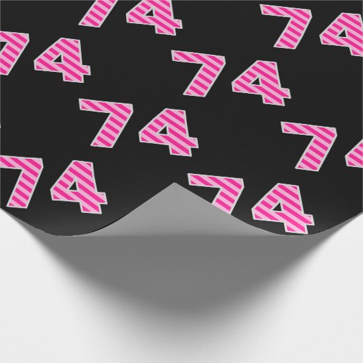 Pink Stripes 74 Event # (Verjaardag, Jubileum) Cadeaupapier (Hoek)