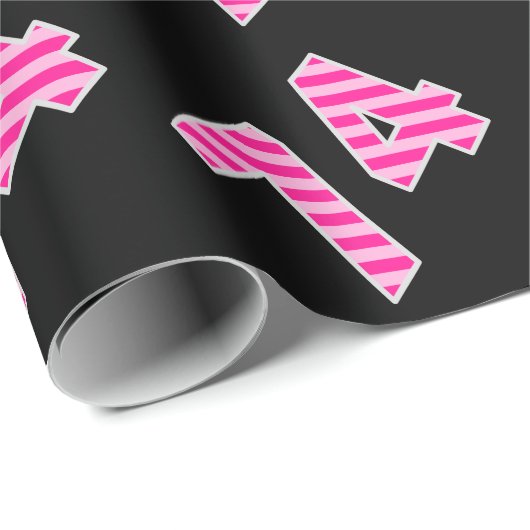Pink Stripes 74 Event # (Verjaardag, Jubileum) Cadeaupapier (Rol Hoek)