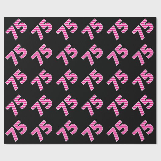Pink Stripes 75 Event # (Verjaardag, Jubileum) Cadeaupapier (Vlak)