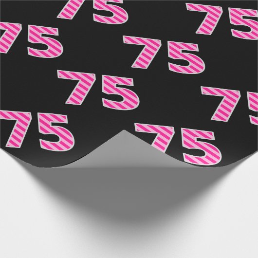Pink Stripes 75 Event # (Verjaardag, Jubileum) Cadeaupapier (Hoek)