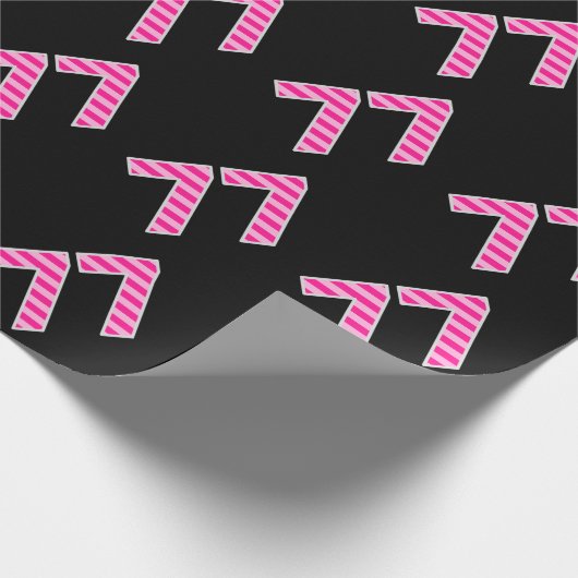 Pink Stripes 77 Event # (Verjaardag, Jubileum) Cadeaupapier (Hoek)