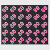 Pink Stripes 80 Event # (Verjaardag, Jubileum) Cadeaupapier (Vlak)