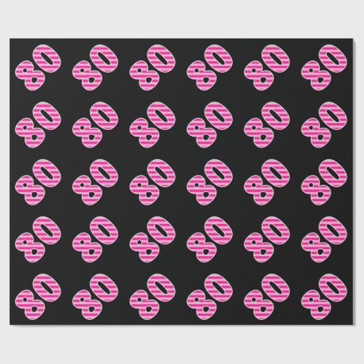 Pink Stripes 80 Event # (Verjaardag, Jubileum) Cadeaupapier (Vlak)