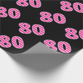 Pink Stripes 80 Event # (Verjaardag, Jubileum) Cadeaupapier (Hoek)