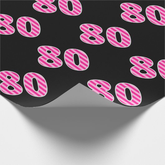 Pink Stripes 80 Event # (Verjaardag, Jubileum) Cadeaupapier (Hoek)