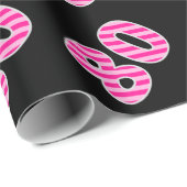 Pink Stripes 80 Event # (Verjaardag, Jubileum) Cadeaupapier (Rol Hoek)