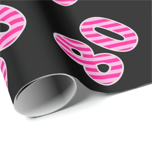 Pink Stripes 80 Event # (Verjaardag, Jubileum) Cadeaupapier (Rol Hoek)