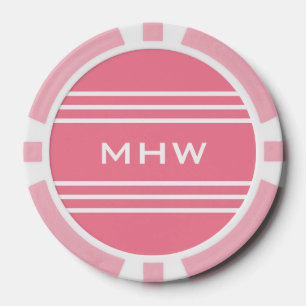 Pink Stripes aangepaste monogram poker chips