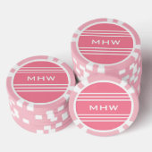 Pink Stripes aangepaste monogram poker chips (Opstapeling)