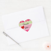 Pink Stripes and Polka Dot Heart Thank You Sticker (Envelop)