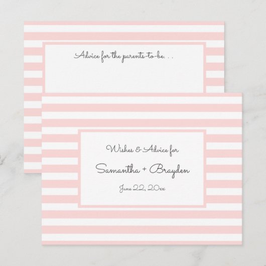 Pink Stripes Baby shower Advies, gebed Advieskaart (Voorkant / Achterkant)