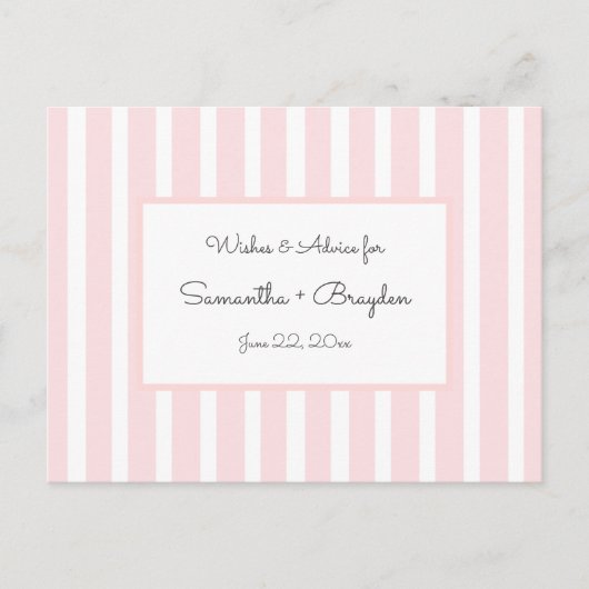 Pink Stripes Baby shower Advies, gebed Advieskaart (Voorkant)