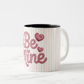Pink Stripes Be Mine Tweekleurige Koffiemok (Voorkant rechts)