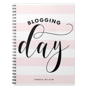 Pink Stripes Blogging Dag Kalligrafie gepersonalis Notitieboek