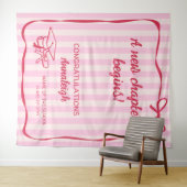 Pink Stripes Bow A New Chapter Graduation Wandkleed (In Situ (horizontaal))
