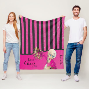 Pink Stripes Cheer Cheerleader Fleece Deken