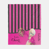 Pink Stripes Cheer Cheerleader Fleece Deken (Voorkant)