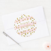 Pink Stripes Confetti Ze is klaar om te Poppen Ronde Sticker (Envelop)
