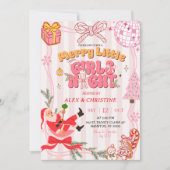 Pink Stripes Cute Retro Christmas Girls Night Out Kaart (Voorkant)