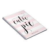 Pink Stripes Cutie Pie Kalligrafie gepersonaliseer Notitieboek (Rechterzijde)