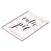 Pink Stripes Cutie Pie Kalligrafie gepersonaliseer Notitieboek (Linkerzijde)