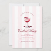 Pink Stripes Drink Thema Vakantie Cocktail Party Kaart (Voorkant)