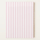 Pink Stripes, Elegant Monogrammed Planner (Achterkant)