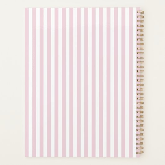 Pink Stripes, Elegant Monogrammed Planner (Achterkant)