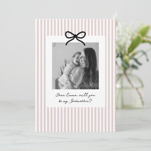 Pink Stripes Godmother Proposal Kaart (Staand voorkant)