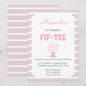 Pink Stripes Golf 50th Birthday Kaart (Voorkant / Achterkant)