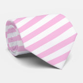 Pink Stripes Groom Groomsmen Voeg Naam & Leuke Fei Stropdas (Opgerold)