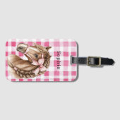 Pink Stripes Horse Bow Bagagelabel (Voorkant (horizontaal))