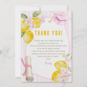 Pink Stripes Lemons and Flowers Graduation Bedankkaart (Voorkant)