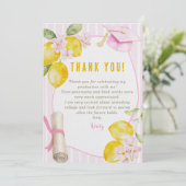 Pink Stripes Lemons and Flowers Graduation Bedankkaart (Staand voorkant)