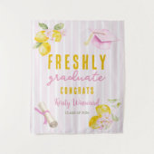 Pink Stripes Lemons and Flowers Graduation Wandkleed (Voorkant)