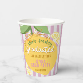 Pink Stripes Lemons Yellow bow Grad Paper Cups Papieren Bekers