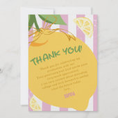 Pink Stripes Lemons yellow Bow Graduation Bedankkaart (Voorkant)