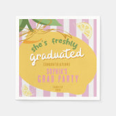 Pink Stripes Lemons yellow Bow Graduation Servet (Voorkant)