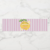 Pink Stripes Lemons Yellow Bow Graduation Waterfles Etiket (Enkel label)