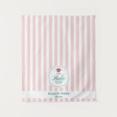 Pink Stripes Logo Table Pop Up Shop Vendor Runner Wandkleed (Voorkant)