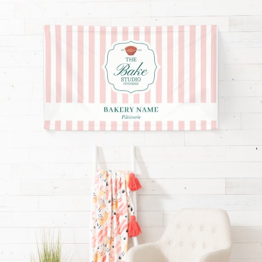 Pink Stripes Logo Wall Pop Up Shop Vendor Event Spandoek (Insitu)