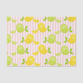 PINK STRIPES MET LEMONS EN LIMES TISSUEPAPIER