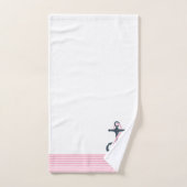 Pink Stripes & Nautical Boat Anchor in blauw Bad Handdoek (Handdoek)