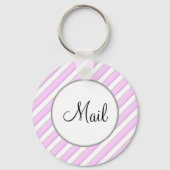 Pink Stripes on White Editable Front & Back Mail Sleutelhanger (Voorkant)
