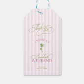 Pink Stripes Palm Tree Bachelorette Thank You Cadeaulabel (Achterkant)